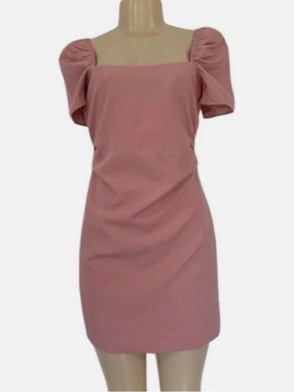 Zara Women's Square Neck Puff Sleeve Dress in Dusty Rose